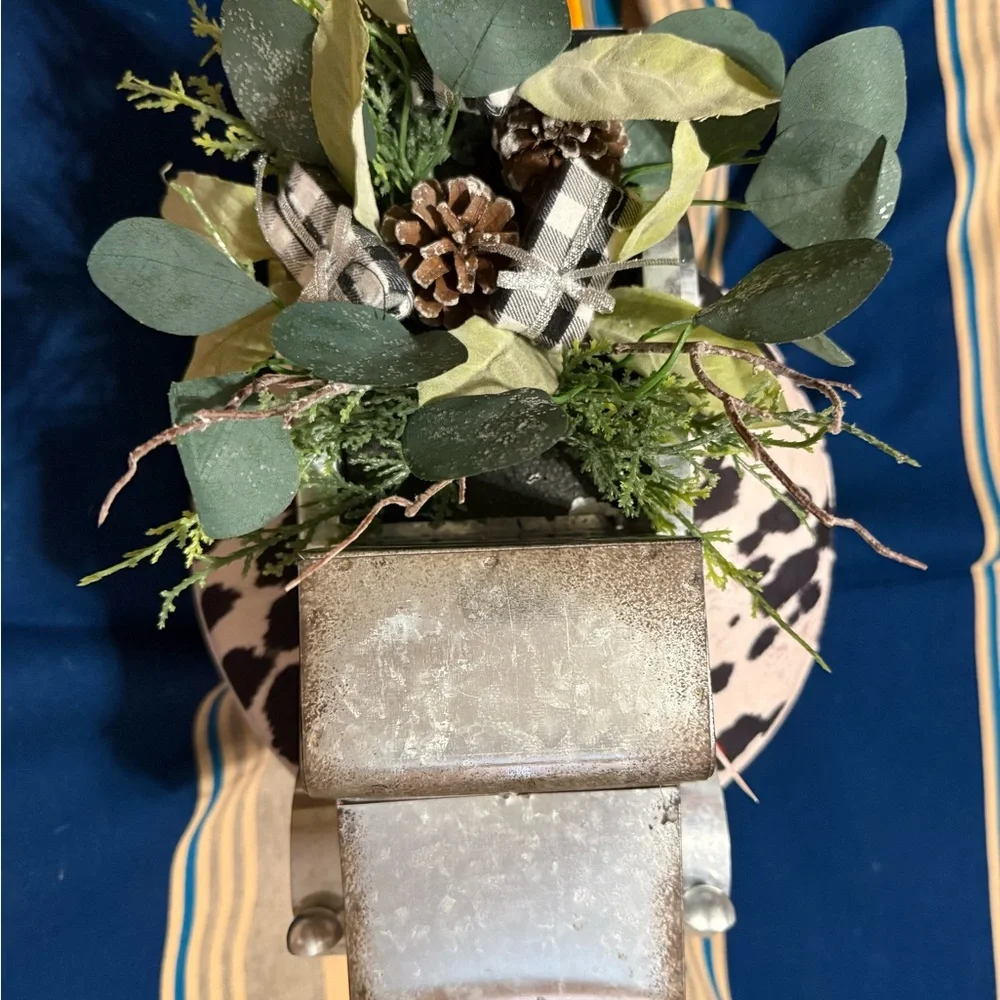Rustic Metal Truck Faux Floral Arrangement